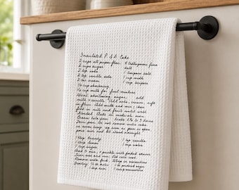 Personalized Kitchen Towel, Wedding, Housewarming Gift for Bride, Custom Handwritten Recipe or Message