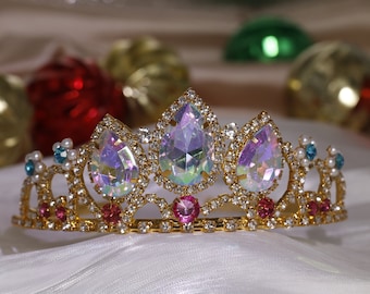 Diadème de princesse couronne raiponce bandeau de cheveux diadème reconstitution historique diadème fée anniversaire filles princesse couronne or raiponce diadème couronne de fête