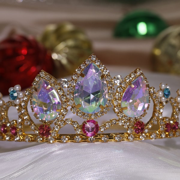 Tiara Prinzessinenkrone Rapunzel Krone Haarband Tiara Festzug Tiara Fee Geburtstag Mädchen Krone Prinzessin Goldkrone Rapunzel Tiara Party Krone