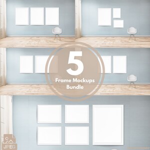 5 Frame Mockup Bundle | White Frame Mockup Bundle | Poster Mock up, Template Frame Art print Mockup JPG Digital Download