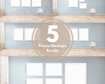 White Frame Mockup Bundle: Art Print Display (JPG Digital Download)