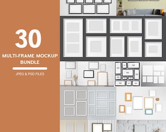 Frame Mockup Bundle: Gallery Wall Mockups (30, JPEG & PSD)