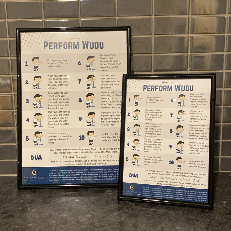 How to Perform Wudu, Ritual Washing for Prayer, Printable Poster