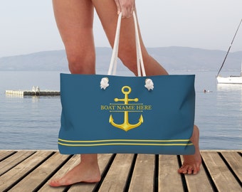 Custom Boat Name Bag, Nautical Gift, Boat Weekender Bag, Anchor Bag