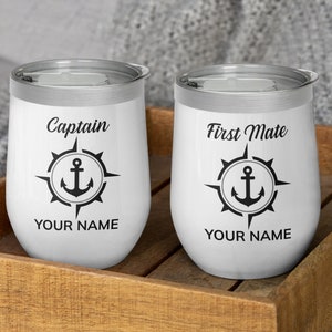 Custom Boat Captain Tumbler, Nautical Wine Tumbler, Anchor Tumbler for Lake Lovers
