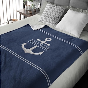 Anker Plüschdecke, kundenspezifische Boot Decke, Haus am See Bettwäsche, nautisches Geschenk für neue Bootsbesitzer