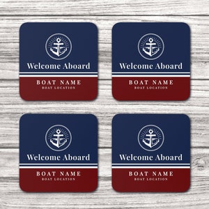 Boat Coaster, Nautical Coaster Set, Sailing Themed Gift with Boat Name