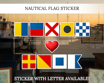 Nautical Flag Stickers, Maritime Letter Decal, Bumper Sticker Couple Gift, Vinyl