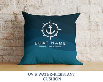 Custom Outdoor Boat Pillow, Anchor Boat Name Cushion, Yacht Outdoor Decor