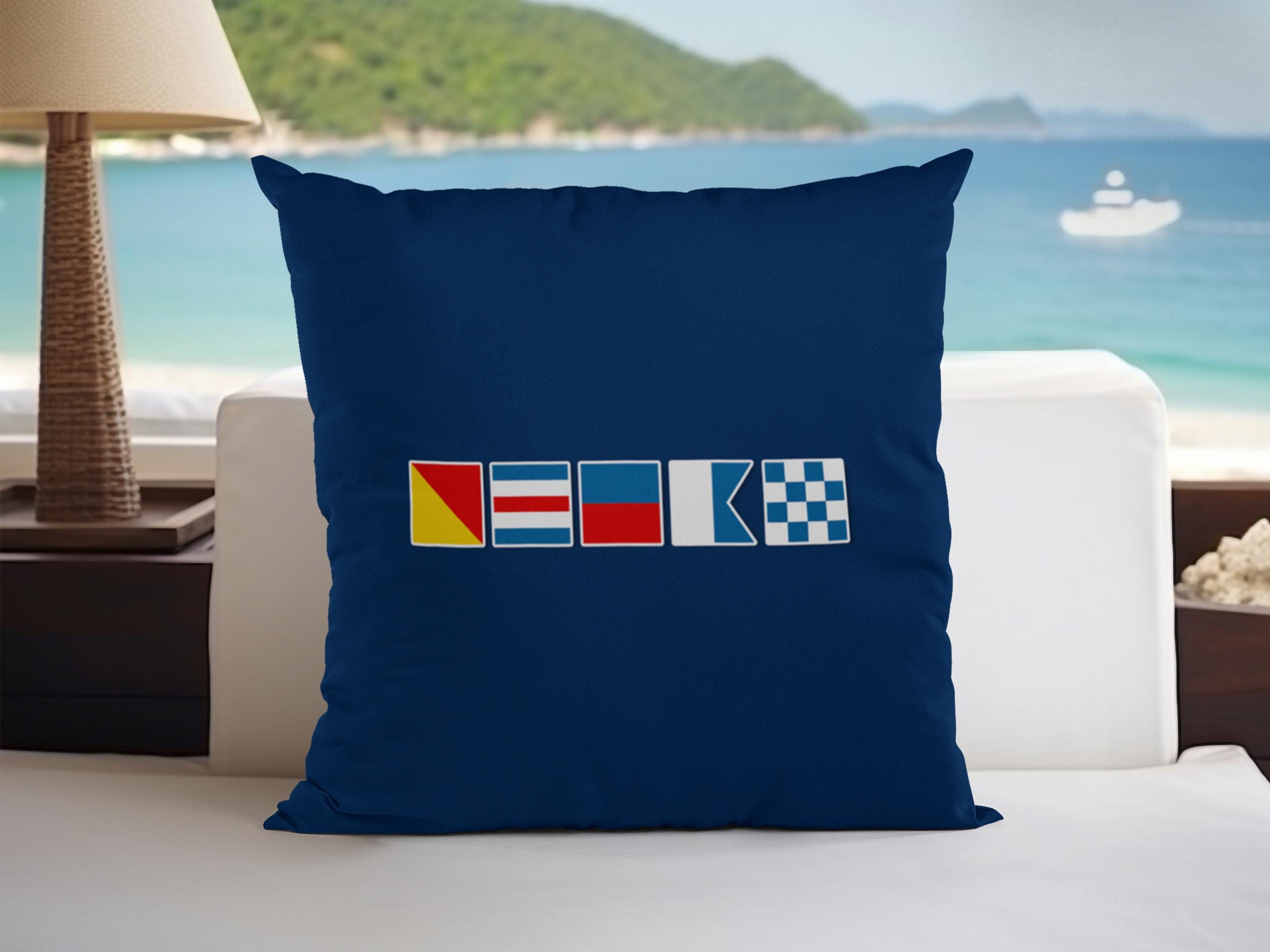 Custom Nautical Flag Pillow, Nautical Sign Boat Pillowcase, Boat Gift, Personalized Gift for Sailor, Flag Alphabet Decor