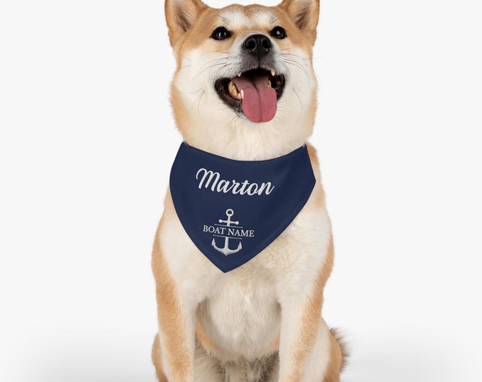 Nautical Dog Bandana, Custom Boat Collar, Personalized Pet Anchor Summer Scarf, New Puppy Gift