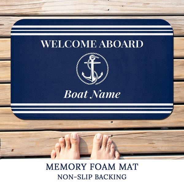 Boat Mat Personalized, Welcome Aboard Mat, Custom Boat Rug, Nautical Decor, Boat Gift