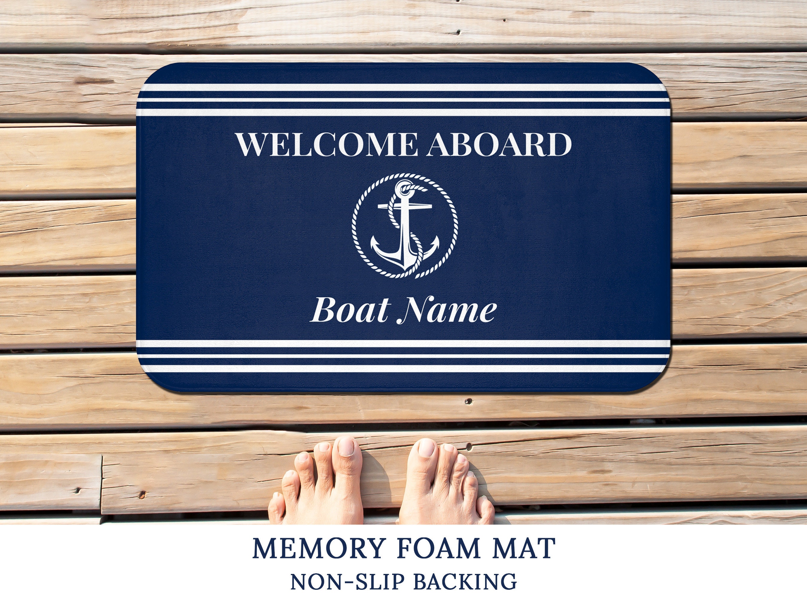 Personalisierte Boots-Türmatte - 'Willkommen An Bord' Mit Kompass-Design