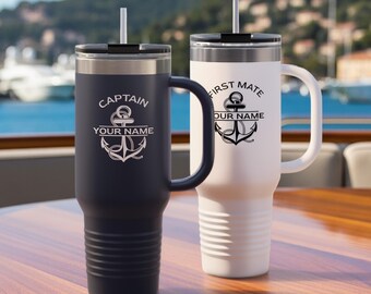 Personalised Boat Captain Travel Mug, Sailing Tumbler, Unique Gifts for Boat Owners