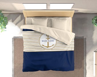 Custom Nautical Duvet Cover: Coastal Boat Bedding with Anchor