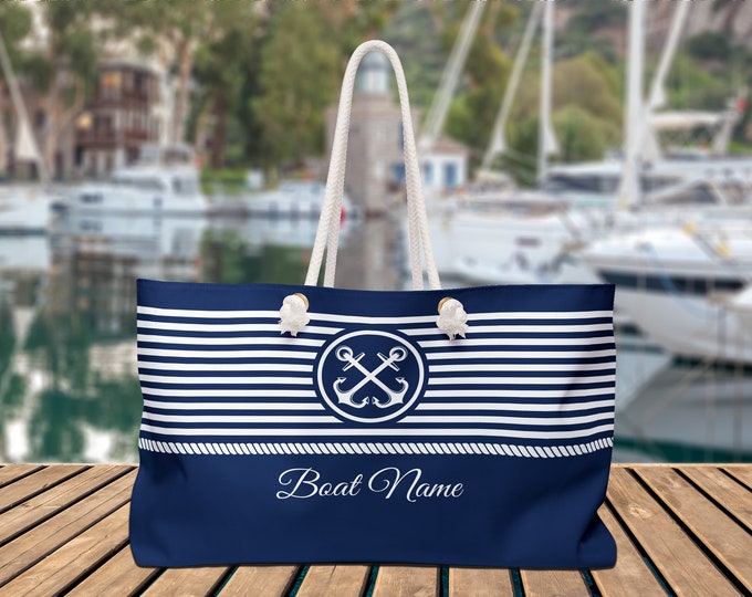 Boat Canvas Bag, Nautical Tote Bag, Custom Anchor Bag, Boat Gift for Women, Boat Bag