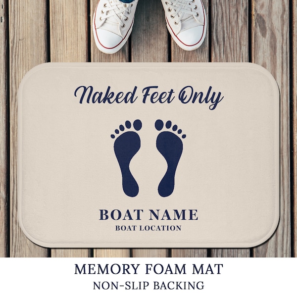 No Shoes Mat, Boat Mat, Boat Accessories, Naked Feet Only, Nautical Gifts, Nautical Mat, Yacht Gift