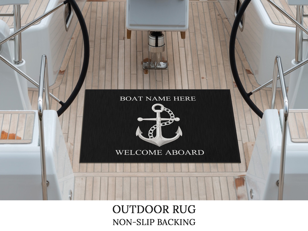 Custom Boat Name Rug, Nautical Anchor Rug for Boat Lovers, Custom Gift