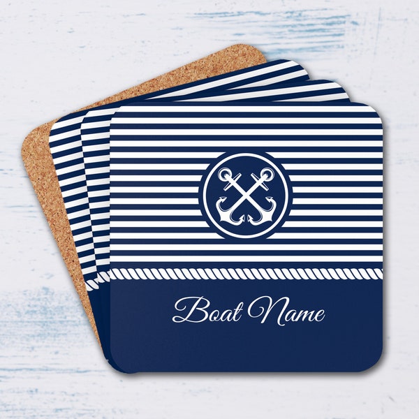 Set of 4 Boat Coasters, Boating Accessories, Boat Gifts for Men, Nautical Coaster Set, Yacht Accessories, Boat Decor