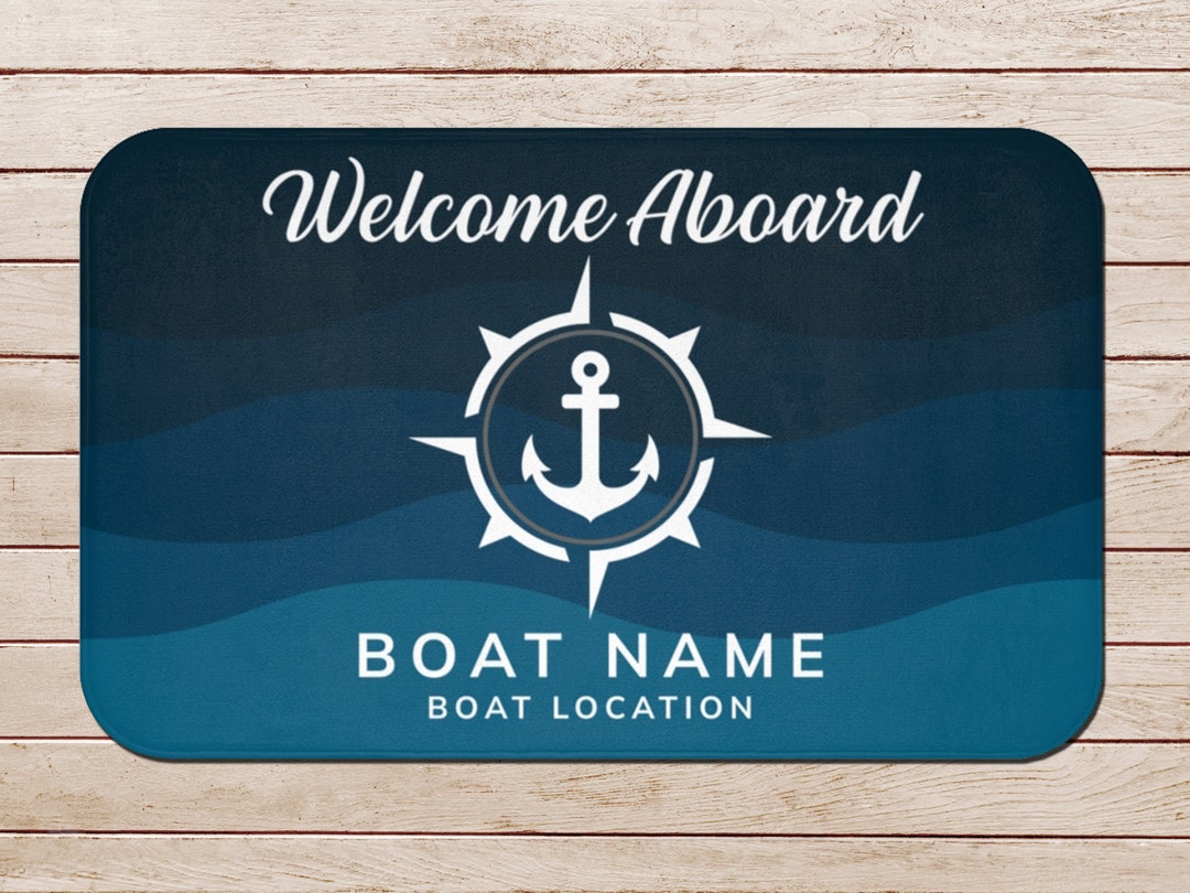 Custom Boat Mat Aboard New Boat Gift Anchor Bath Etsy