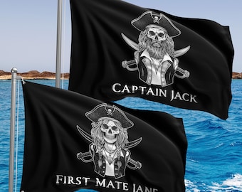 Pirate Flag, Valentine Couple Gift, Custom Boat Flag, Jolly Roger, Pirate Party Decor