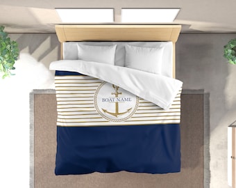 Funda nórdica náutica, regalo para barcos, accesorios para navegación, ropa de cama costera, decoración para barcos, regalo para propietarios de barcos, decoración de yates