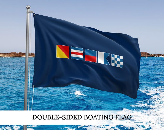 Personalized Boat Flag, Custom Captain Gift, Nautical Code Flag, Boat Name Flag, Nautical Signal Flags, Sailing Decor