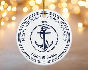 Personalized Nautical Anchor Ornament, New Boat Owner First Christmas Gift