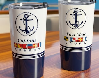 Custom Boat Tumbler, Nautical Sign Travel Mug, Boat Captain Gift, Boating Accessories