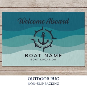 Custom Boat Rug, Nautical Outdoor Lake House Rug, Anchor Rug, Boat Owner Gift