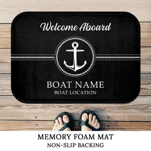 Custom Boat Mat, Nautical Boat Gift, Anchor Boat Rug, Sailing Gifts, Welcome Aboard Mat