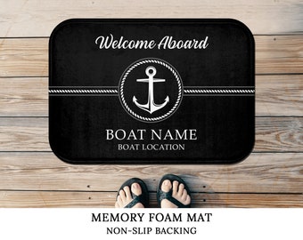 Custom Boat Mat, Nautical Boat Gift, Anchor Boat Rug, Sailing Gifts, Welcome Aboard Mat