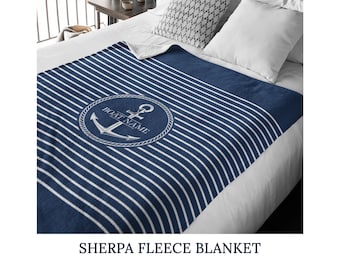 Personalized Boat Blanket: Nautical Fleece Throw, Yacht Decor