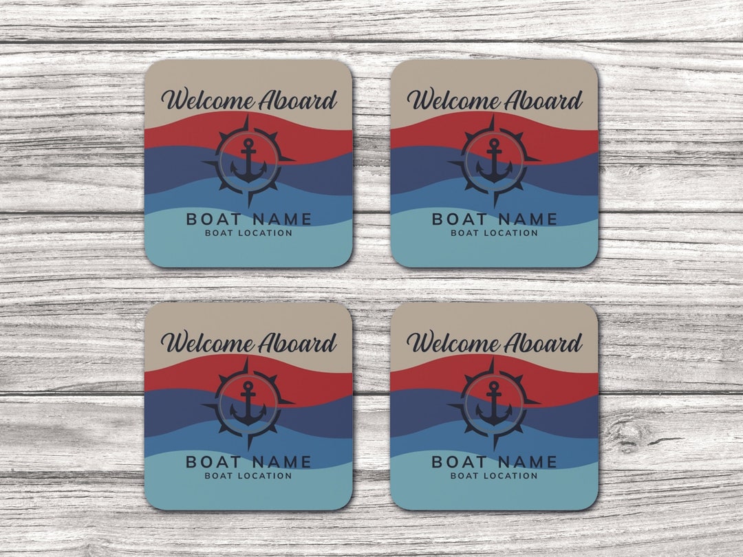 Custom Boat Drink Coaster, Boat Name Coaster, Sailing Themed Gift for