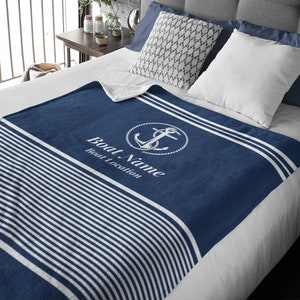 Nautical Decor, Boat Gifts, Personalize Blanket for Boaters, Custom Boat Blanket, Sailboat Gift