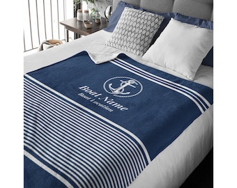 Personalized Nautical Blanket: Custom Boat Gift for Captains