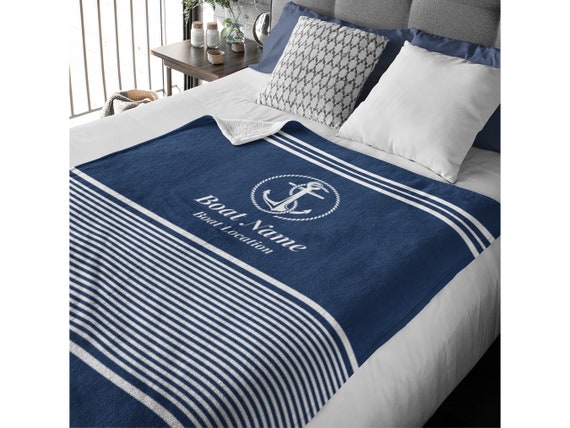 Personalized Nautical Blanket: Custom Boat Gift for Captains