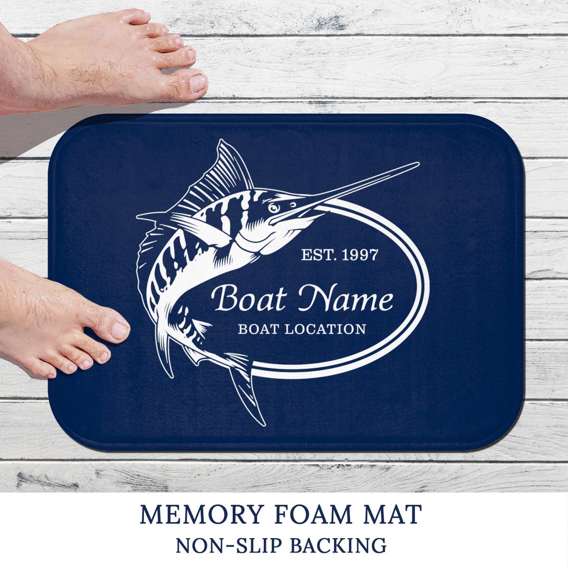 Sword Fish Rug Custom Fisherman Boat Gift, Nautical Swordfish Mat, Blue Marlin Rug - Etsy