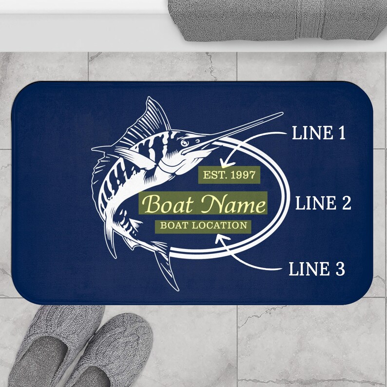 Sword Fish Rug Custom Fisherman Boat Gift, Nautical Swordfish Mat, Blue Marlin Rug - Etsy