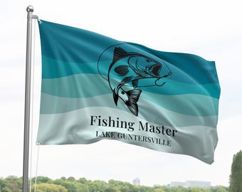 Fishing Flag, Bass Angler Gift, Custom Boat Accessories, Lake House Decor, Dad Husband Retirement Present