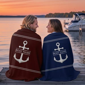 Custom Anchor Boat Plush Blanket: Nautical Gift
