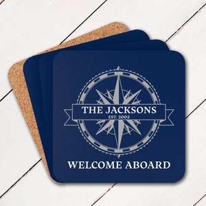 Set of 4 Nautical Coasters, Boat Gifts, Family Coaster, Yacht Accessories, Nautical Coaster