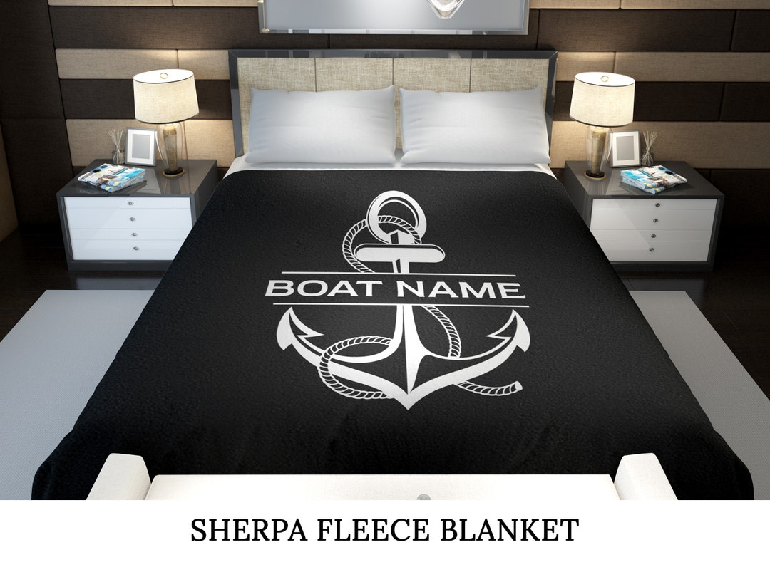 Nautical Boat Blanket, Yacht Gift, Boat Accessories, Anchor Bedding, Nautical Family Gift