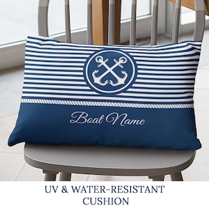 Custom Boat Lumbar Pillow: Nautical Yacht Decor, UV & Water-Resistant