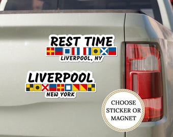 Custom Boat Name Vinyl Decal, Personalized Nautical Flag Sign Car Magnet