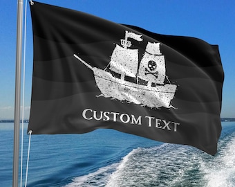 Pirate Ship Flag, Custom Jolly Roger Accessories, Outdoor Boat Flag, Skull And Crossbones