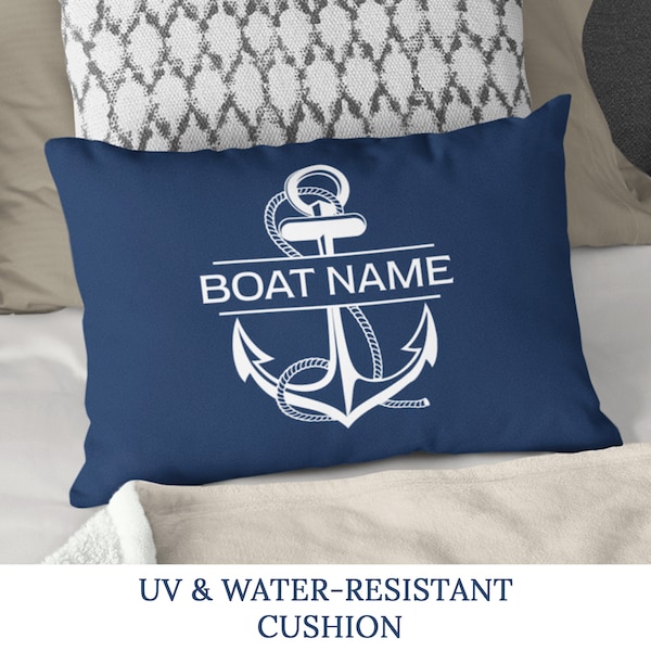 Outdoor Boat Pillow, Boat Gift, Boat Name Pillow, Maritime Cushion, Coastal Pillow