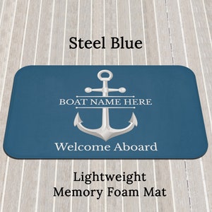 Custom Welcome Mat for Boat, Personalized Boat Gift for Sailors, Nautical Mat for New Boat Owners