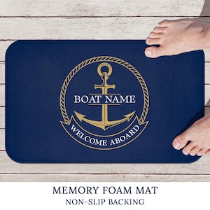 Boat Welcome Mat, Personalized Boat Owner Gift, Boat Door Mat, Welcome Aboard Mat, Boat Accessories, Boat Name Gift, Nautical Mat, Yacht Mat