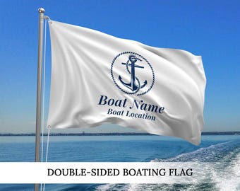 Custom Boat Name Flag, Nautical Yacht Decor, Double-Sided